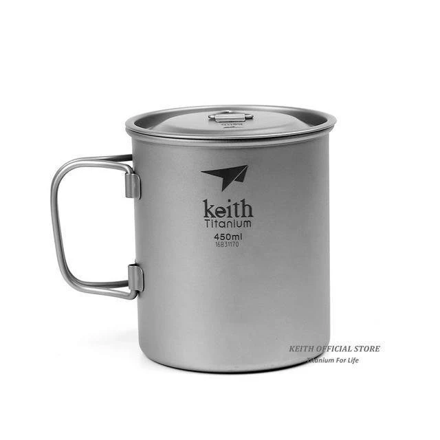 Outdoor Titan Wasserbecher Mit Klappgriffen Titandeckel Drink Camping Cups Ultraleichter Reisebecher 300ml-900ml