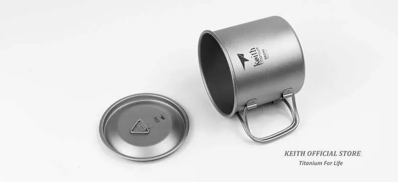 Outdoor Titan Wasserbecher Mit Klappgriffen Titandeckel Drink Camping Cups Ultraleichter Reisebecher 300ml-900ml