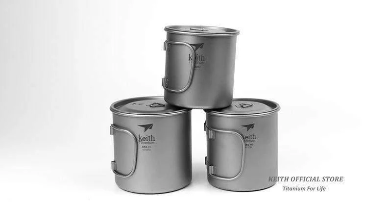 Outdoor Titan Wasserbecher Mit Klappgriffen Titandeckel Drink Camping Cups Ultraleichter Reisebecher 300ml-900ml