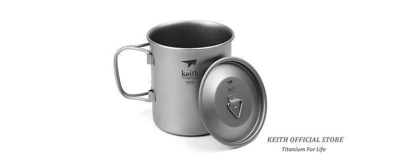 Outdoor Titan Wasserbecher Mit Klappgriffen Titandeckel Drink Camping Cups Ultraleichter Reisebecher 300ml-900ml