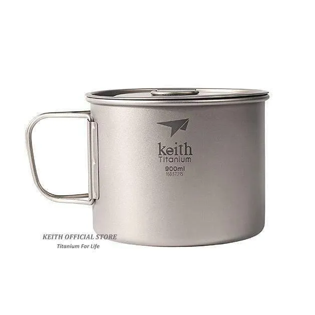 Outdoor Titan Wasserbecher Mit Klappgriffen Titandeckel Drink Camping Cups Ultraleichter Reisebecher 300ml-900ml