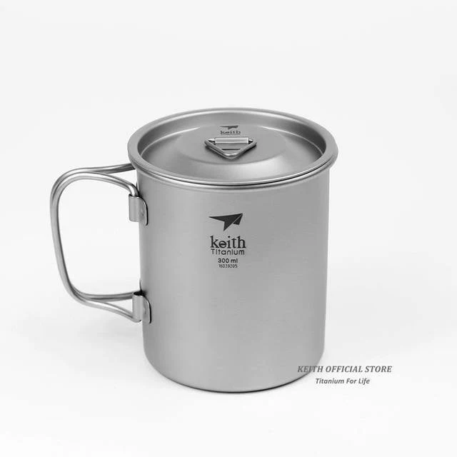 Outdoor Titan Wasserbecher Mit Klappgriffen Titandeckel Drink Camping Cups Ultraleichter Reisebecher 300ml-900ml