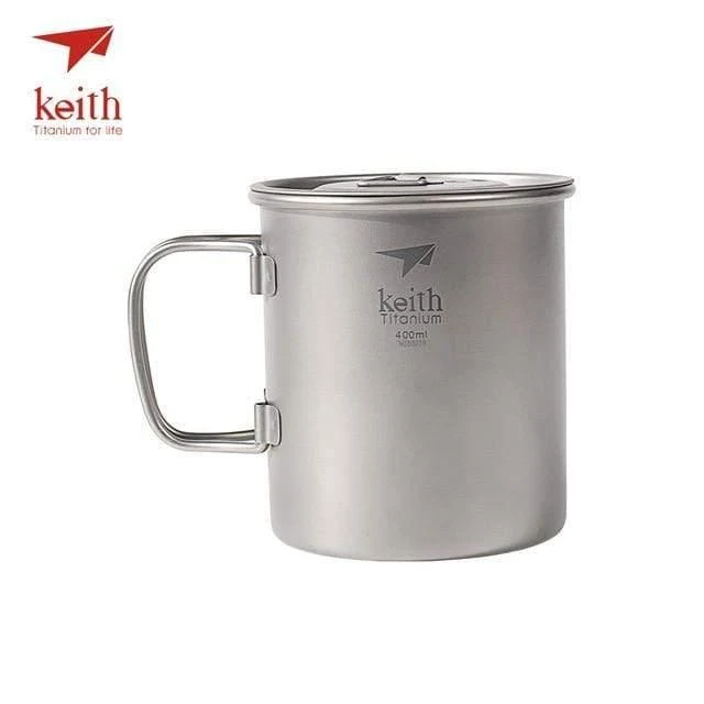 Outdoor Titan Wasserbecher Mit Klappgriffen Titandeckel Drink Camping Cups Ultraleichter Reisebecher 300ml-900ml