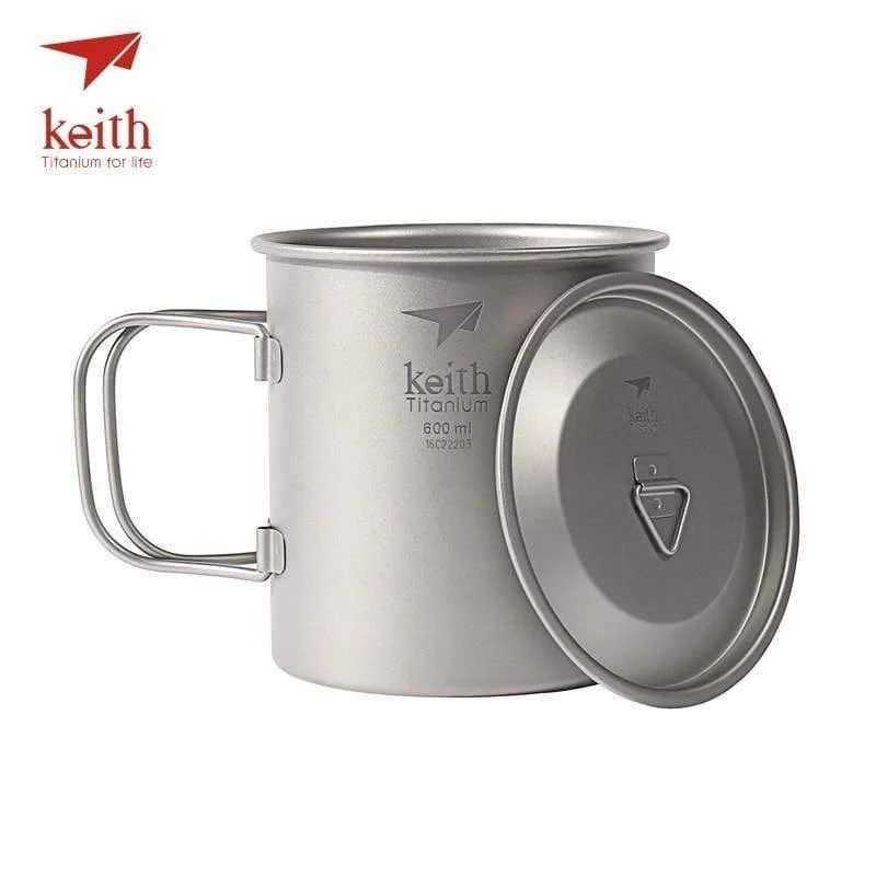 Outdoor Titan Wasserbecher Mit Klappgriffen Titandeckel Drink Camping Cups Ultraleichter Reisebecher 300ml-900ml