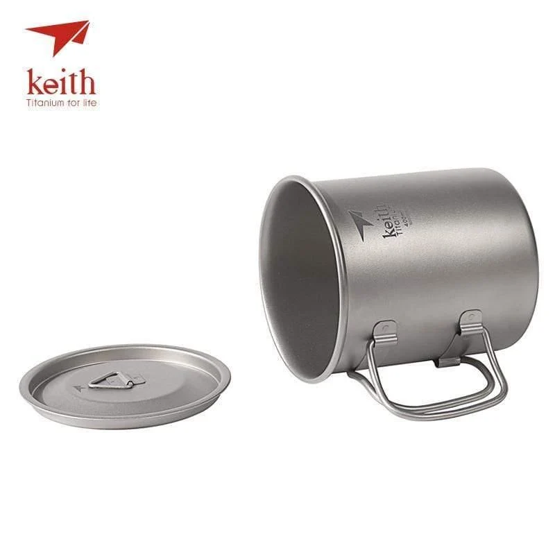 Outdoor Titan Wasserbecher Mit Klappgriffen Titandeckel Drink Camping Cups Ultraleichter Reisebecher 300ml-900ml