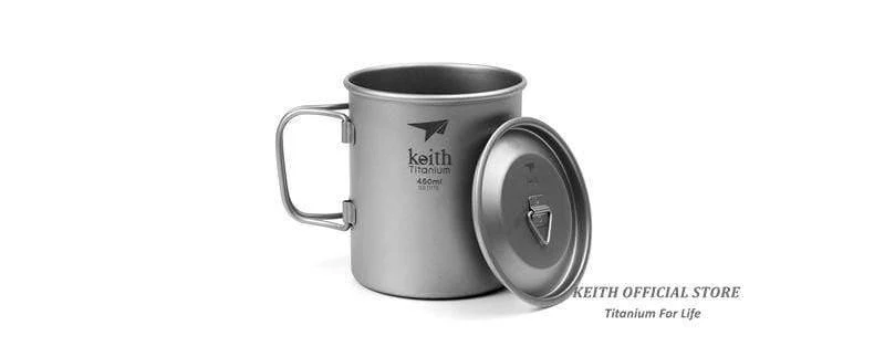 Outdoor Titan Wasserbecher Mit Klappgriffen Titandeckel Drink Camping Cups Ultraleichter Reisebecher 300ml-900ml
