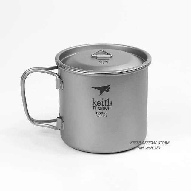 Outdoor Titan Wasserbecher Mit Klappgriffen Titandeckel Drink Camping Cups Ultraleichter Reisebecher 300ml-900ml