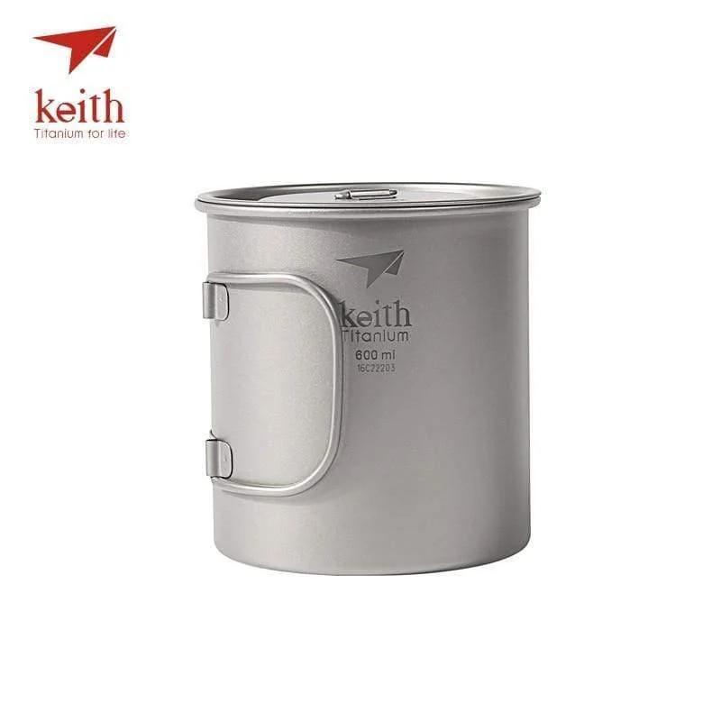Outdoor Titan Wasserbecher Mit Klappgriffen Titandeckel Drink Camping Cups Ultraleichter Reisebecher 300ml-900ml