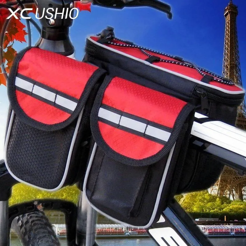 Mountainbike Fahrradrahmen Rohrtasche Fahrradzubehör 4 in 1 Fahrradtasche Taschen Sport Fahrradtaschen Taschen Telefonbehälter