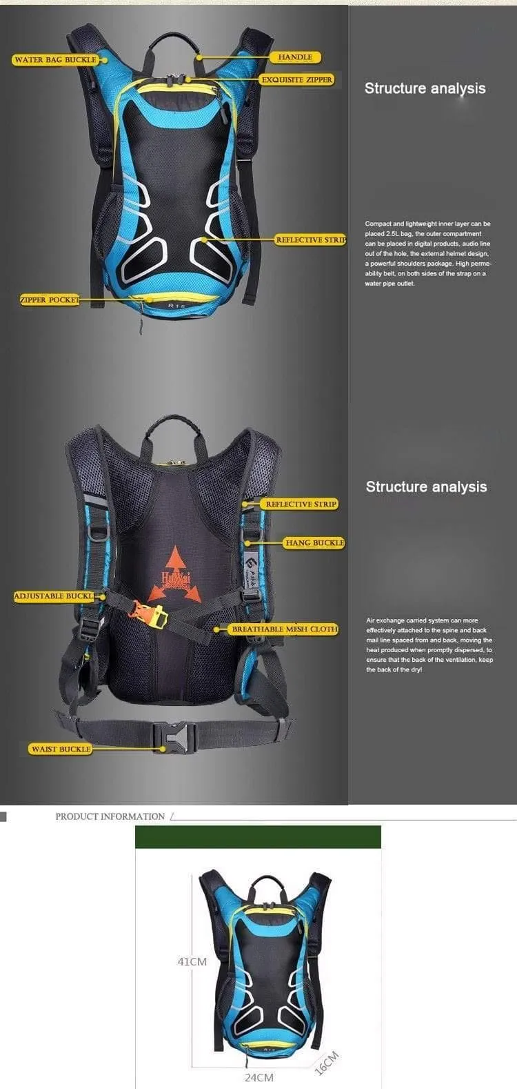 Fahrradtasche Schulterrucksack Ultraleicht Sport Reiten MTB Trinkrucksack 15L Fahrrad Radfahren Rucksack
