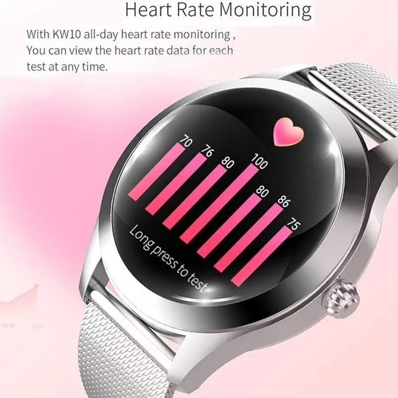 Smart Watch Damen KW10 Pulsmessung IP68 Wasserdicht Multisportarten Fitness Armband Smartwatch für Damen