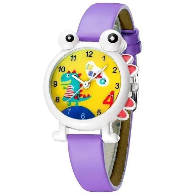Cartoon Dinosaurier Kinder sehen niedliche Kinder Jungen wasserdichte Uhren aus echtem Leder Kid Armbanduhr Studenten Uhr