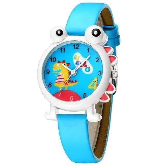 Cartoon Dinosaurier Kinder sehen niedliche Kinder Jungen wasserdichte Uhren aus echtem Leder Kid Armbanduhr Studenten Uhr