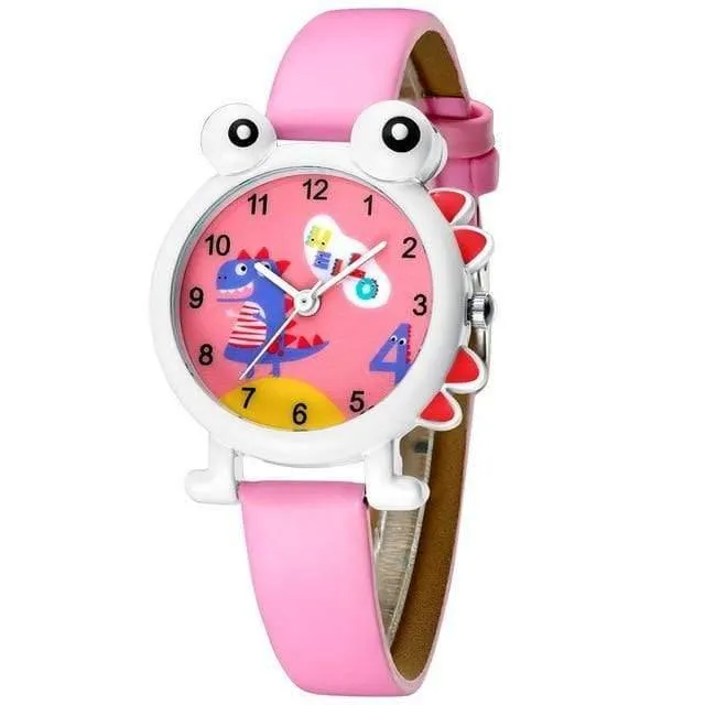 Cartoon Dinosaurier Kinder sehen niedliche Kinder Jungen wasserdichte Uhren aus echtem Leder Kid Armbanduhr Studenten Uhr