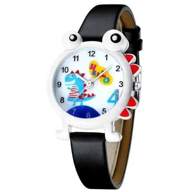 Cartoon Dinosaurier Kinder sehen niedliche Kinder Jungen wasserdichte Uhren aus echtem Leder Kid Armbanduhr Studenten Uhr