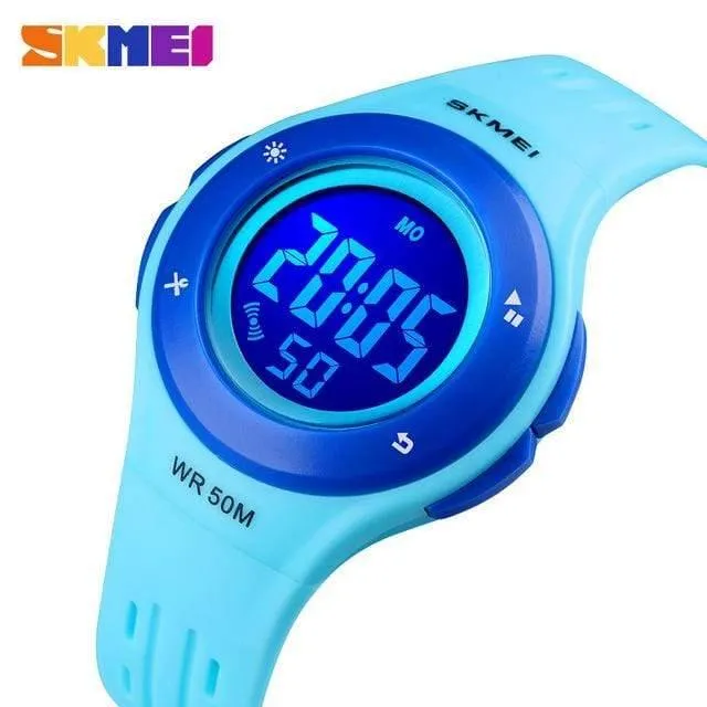 Kinderuhr für Jungen und Mädchen, LED-Digital-Sportuhren, Kunststoff, Kinderalarm, Datum, Freizeituhr, wählen Sie Geschenk für Kinder, SKMEI 2018