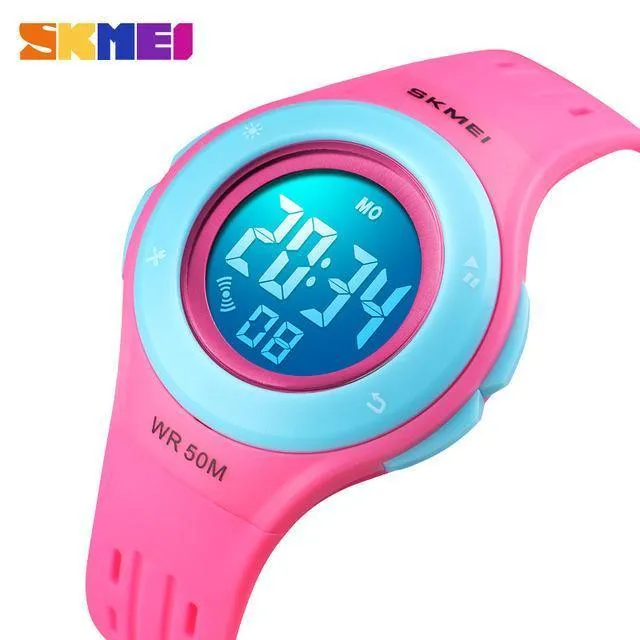 Kinderuhr für Jungen und Mädchen, LED-Digital-Sportuhren, Kunststoff, Kinderalarm, Datum, Freizeituhr, wählen Sie Geschenk für Kinder, SKMEI 2018