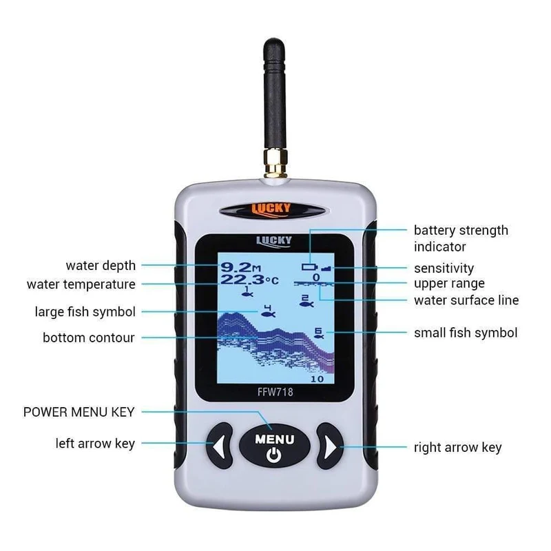 Drahtloser tragbarer Fischfinder 40M / 120FT Echolot-Alarm Ocean River Lake