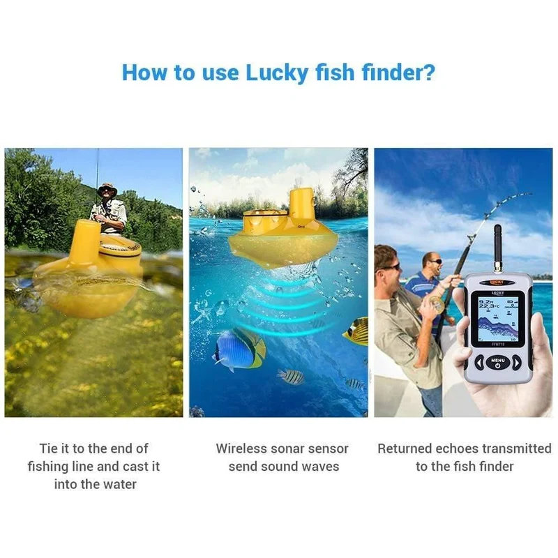 Drahtloser tragbarer Fischfinder 40M / 120FT Echolot-Alarm Ocean River Lake