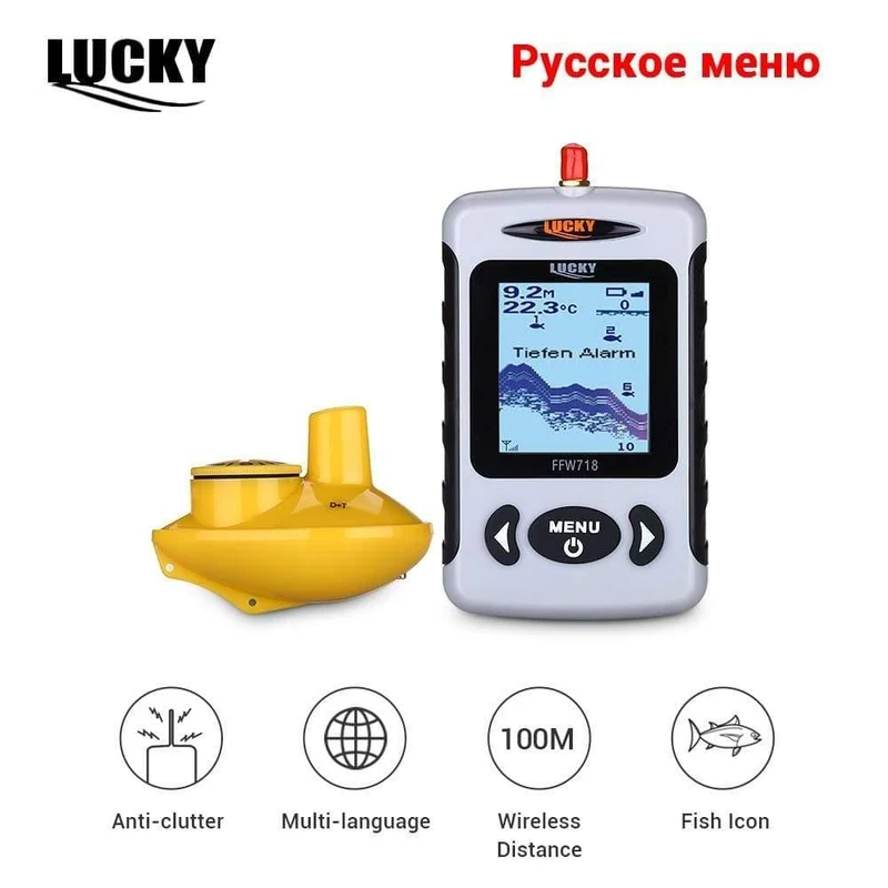 Drahtloser tragbarer Fischfinder 40M / 120FT Echolot-Alarm Ocean River Lake
