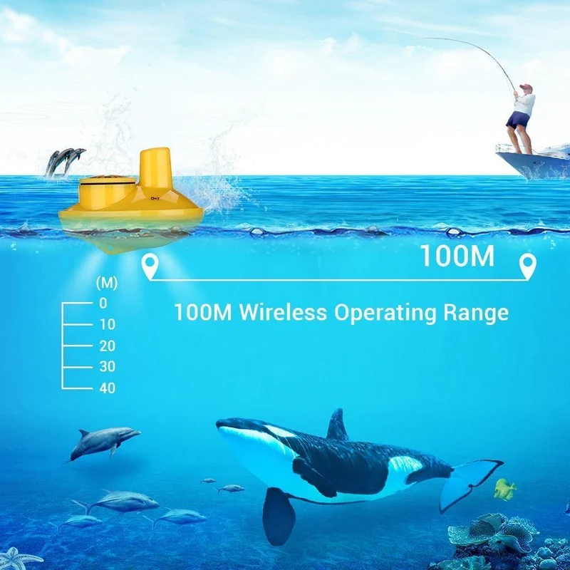 Drahtloser tragbarer Fischfinder 40M / 120FT Echolot-Alarm Ocean River Lake