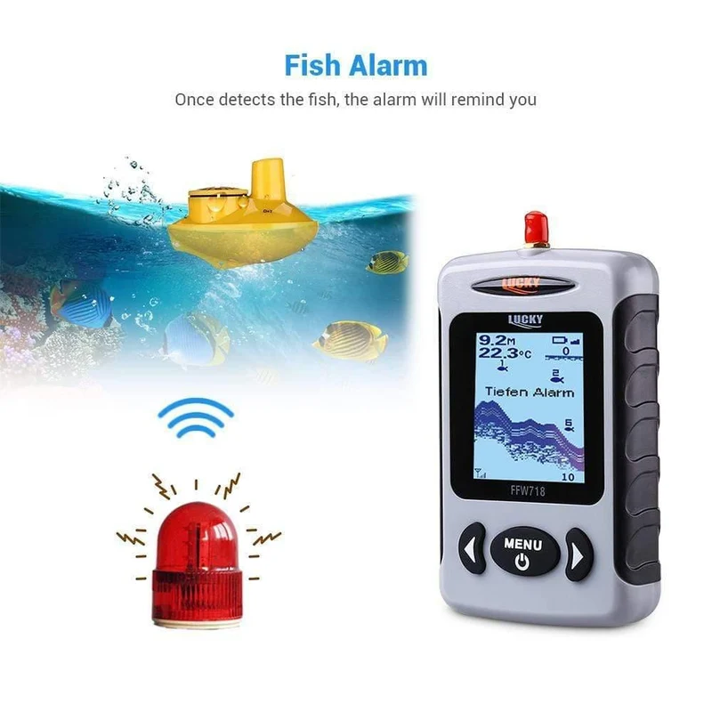 Drahtloser tragbarer Fischfinder 40M / 120FT Echolot-Alarm Ocean River Lake