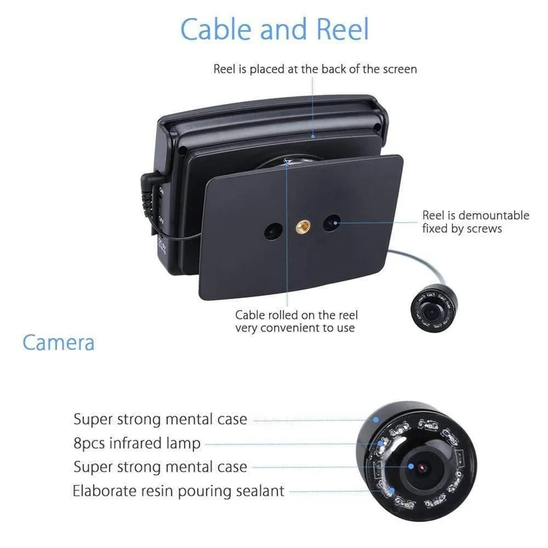 Original 15M 1000TVL Fischfinder Unterwasser-Eisfischen-Kamera 4.3-Zoll-LCD-Monitor 8-teiliges LED-Nachtsichtkamera zum Angeln