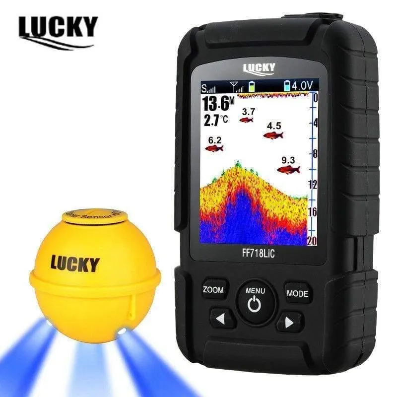 45M/147Feet Sonar Tiefe Wasserdichter Fischfinder Drahtloser tragbarer Fischfinder Farbdisplay Attraktive Lampe