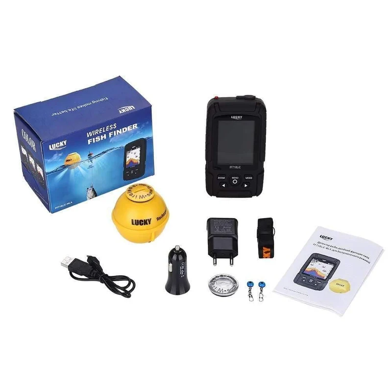45M/147Feet Sonar Tiefe Wasserdichter Fischfinder Drahtloser tragbarer Fischfinder Farbdisplay Attraktive Lampe