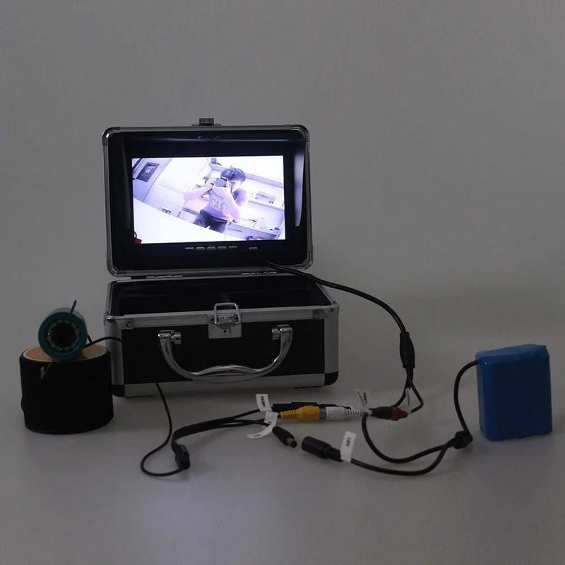 30M 1000TVL Fischfinder Unterwasser-Angelkamera 7" Videomonitor AntiSunshine Shielf Sonnenblende Infrarot IR LED