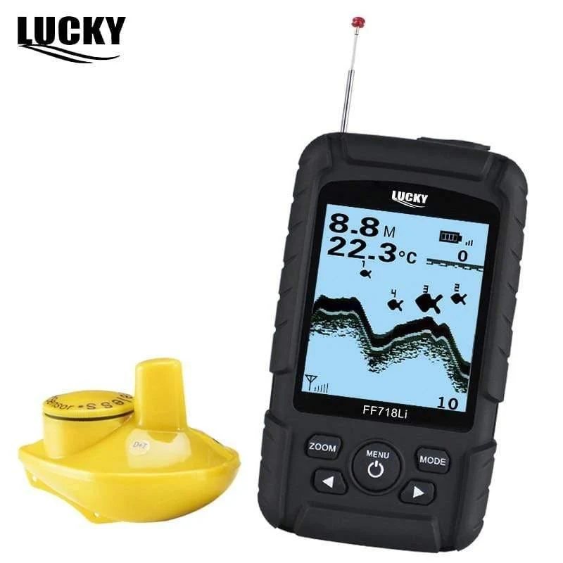 Portabler Fischfinder Wireless 180m 90 Grad Sonar Fishfinder mehrsprachiger 45m Fischtiefenalarm Echolot