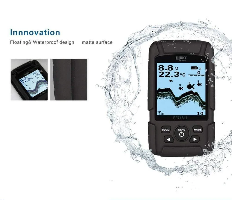 Portabler Fischfinder Wireless 180m 90 Grad Sonar Fishfinder mehrsprachiger 45m Fischtiefenalarm Echolot