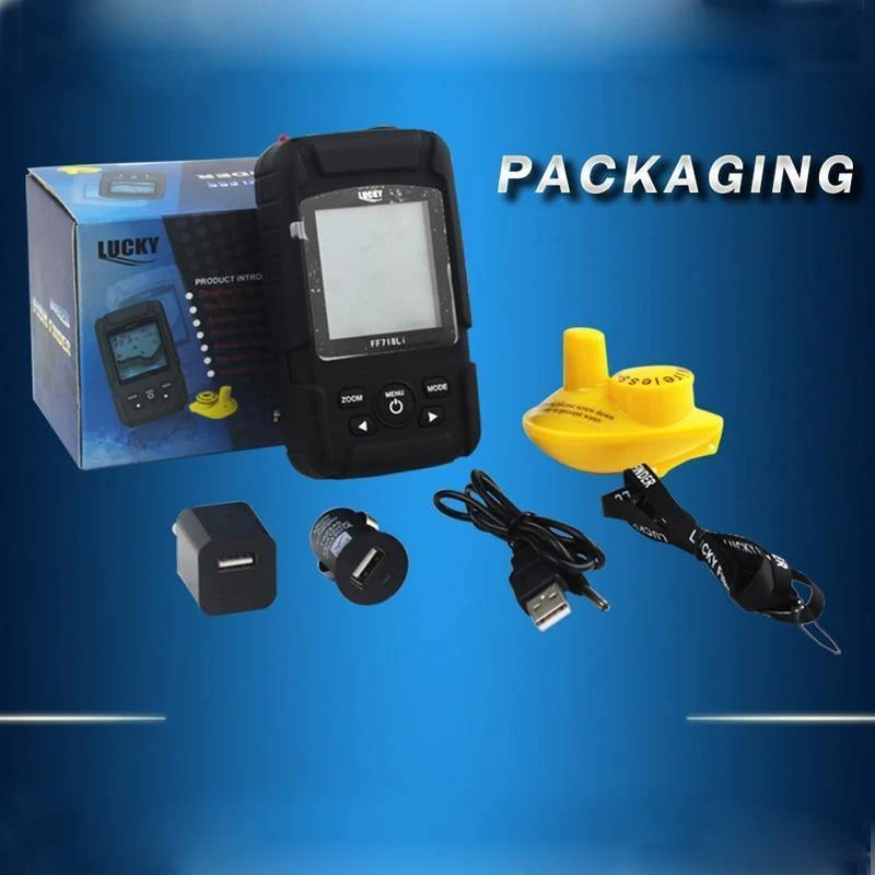 Portabler Fischfinder Wireless 180m 90 Grad Sonar Fishfinder mehrsprachiger 45m Fischtiefenalarm Echolot