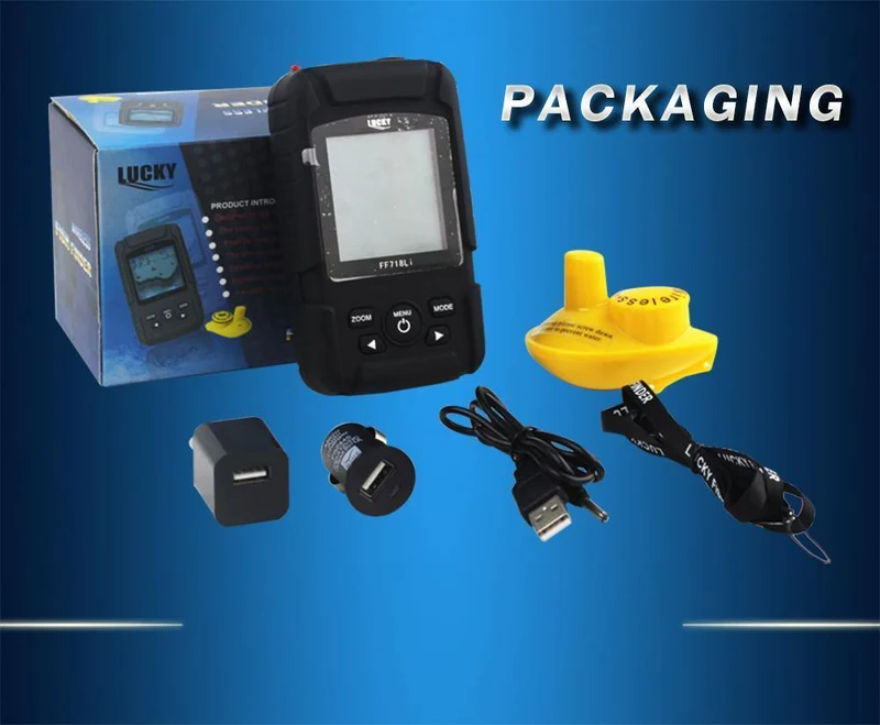 Portabler Fischfinder Wireless 180m 90 Grad Sonar Fishfinder mehrsprachiger 45m Fischtiefenalarm Echolot