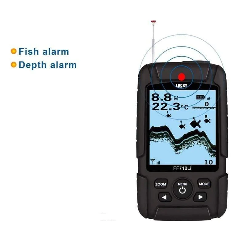 Portabler Fischfinder Wireless 180m 90 Grad Sonar Fishfinder mehrsprachiger 45m Fischtiefenalarm Echolot