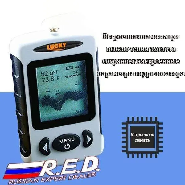 FFW718 RU Russische Version Drahtloser Fischfinder zum Angeln Reichweite 120 m Tiefe 45 m Original von Lucky Plant