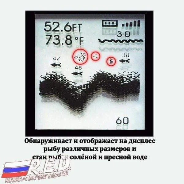 FFW718 RU Russische Version Drahtloser Fischfinder zum Angeln Reichweite 120 m Tiefe 45 m Original von Lucky Plant