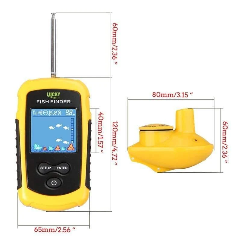 Kabelloser FishFinder Sonar-Fischköder 120M Operate Fish Icon Display mit Echolot-Alarm RL49-0065 Fish Finder