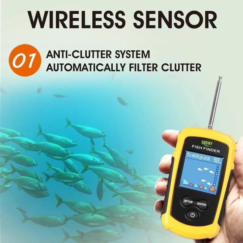 Kabelloser FishFinder Sonar-Fischköder 120M Operate Fish Icon Display mit Echolot-Alarm RL49-0065 Fish Finder