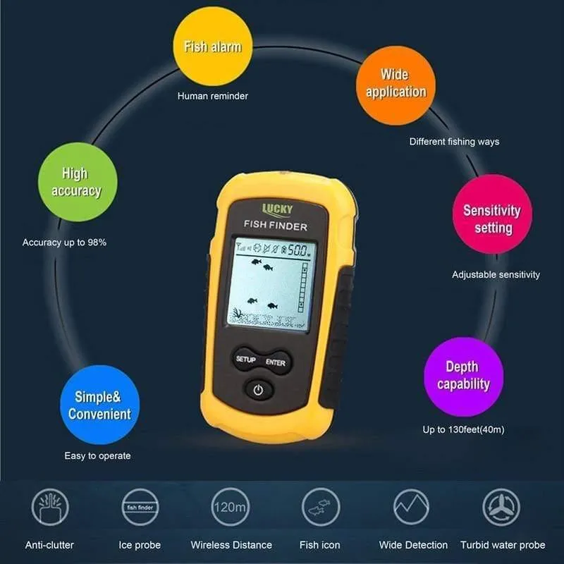 Kabelloser FishFinder Sonar-Fischköder 120M Operate Fish Icon Display mit Echolot-Alarm RL49-0065 Fish Finder