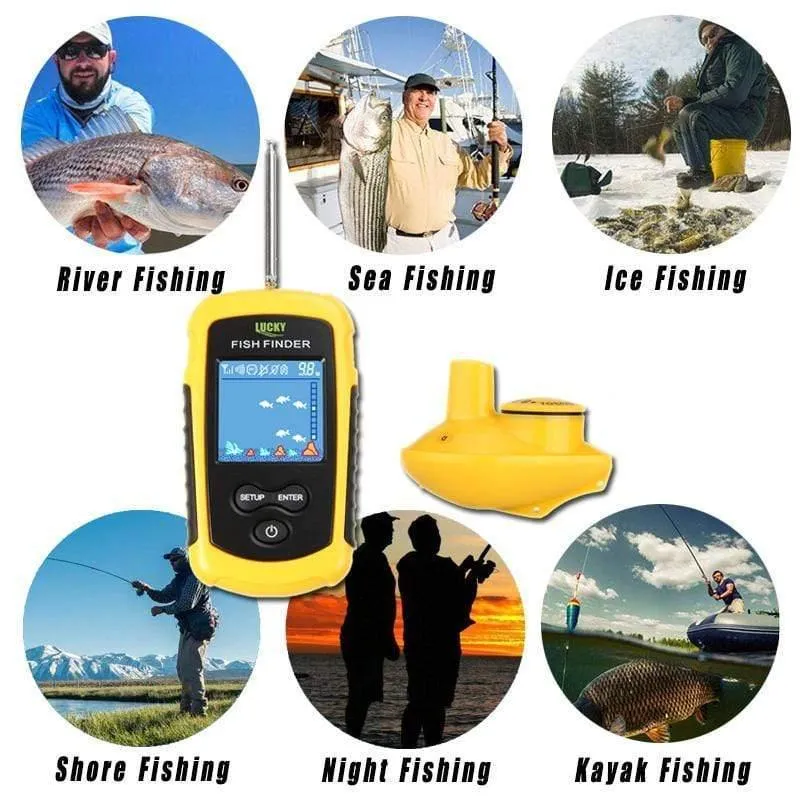 Kabelloser FishFinder Sonar-Fischköder 120M Operate Fish Icon Display mit Echolot-Alarm RL49-0065 Fish Finder