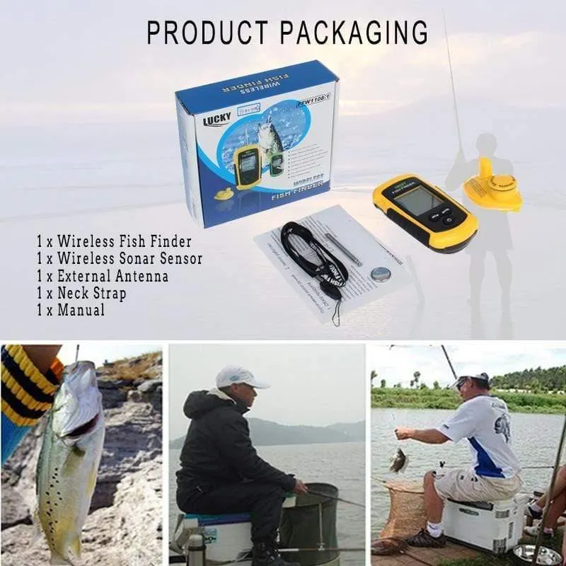 Kabelloser FishFinder Sonar-Fischköder 120M Operate Fish Icon Display mit Echolot-Alarm RL49-0065 Fish Finder