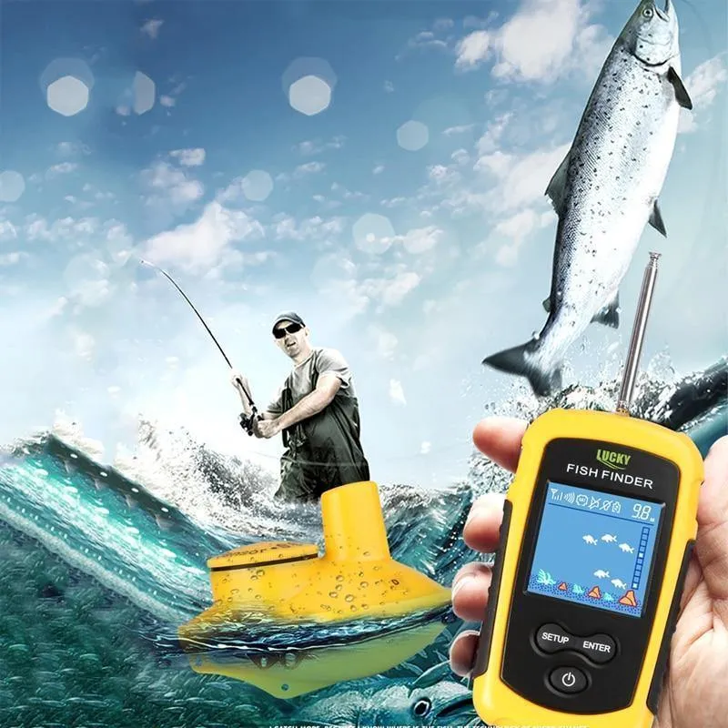 Kabelloser FishFinder Sonar-Fischköder 120M Operate Fish Icon Display mit Echolot-Alarm RL49-0065 Fish Finder