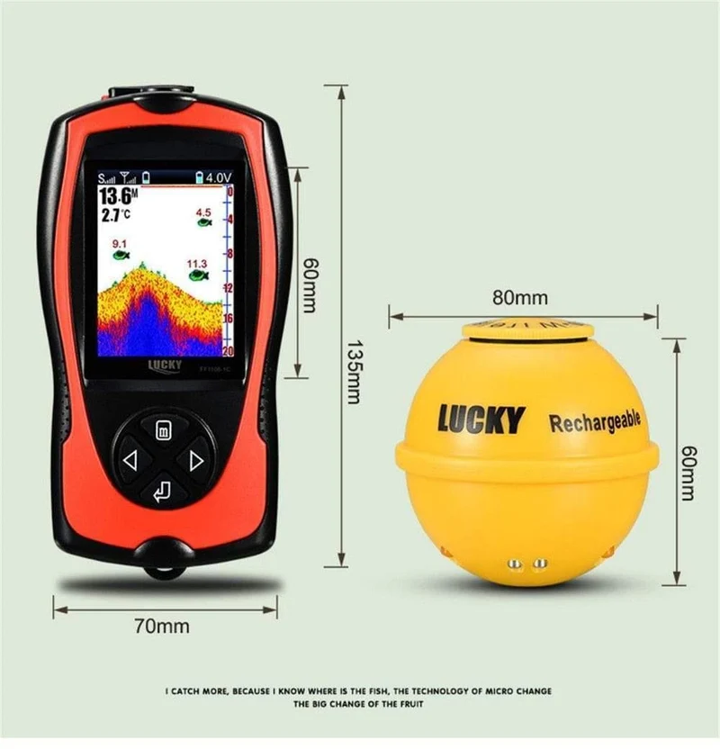 FF1108-1CWLA Drahtloser Sonar-Fischfinder-Wandler EIS/Ozean/Boot-Fischfinder-Alarm Fischfinder-Sonarsensor Fisch