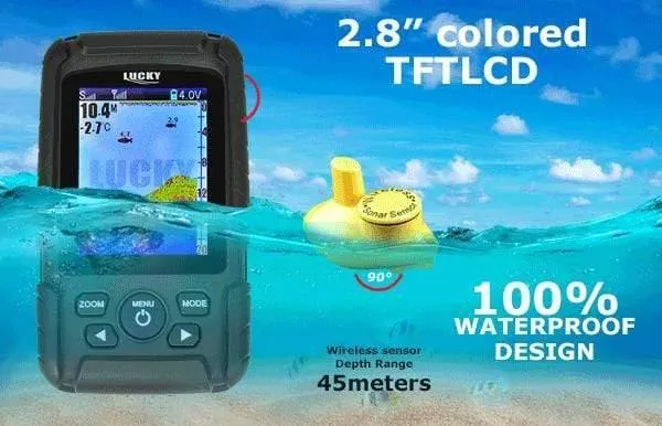 FF718LiC-W Russische Version Farbiger kabelloser Fischfinder Sonarsensor 45M Akku Tragbar Russisch / Englisch
