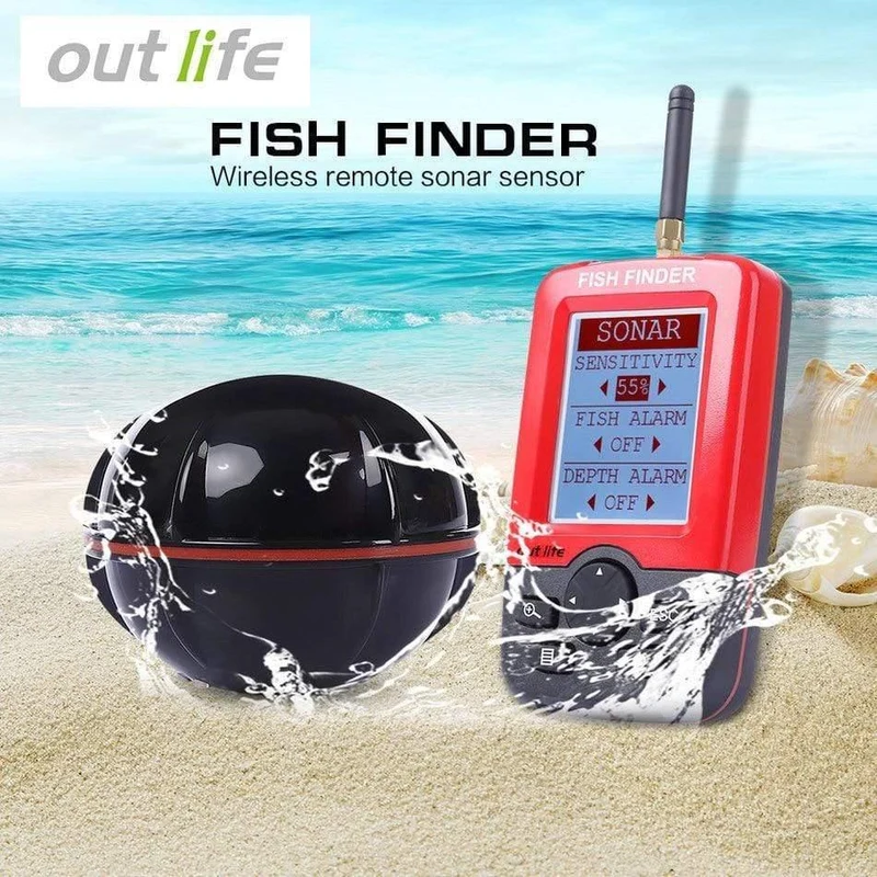 Tragbare Angeln Fisch Finder Sonar Echolot Alarm Transducer Fishfinder 100M Angeln Drahtlose Echo Mit Englisch Display