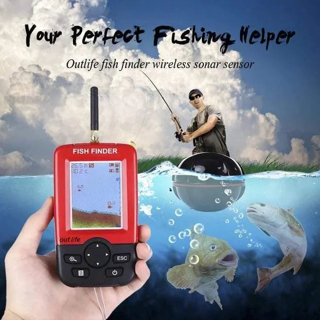 Tragbare Angeln Fisch Finder Sonar Echolot Alarm Transducer Fishfinder 100M Angeln Drahtlose Echo Mit Englisch Display