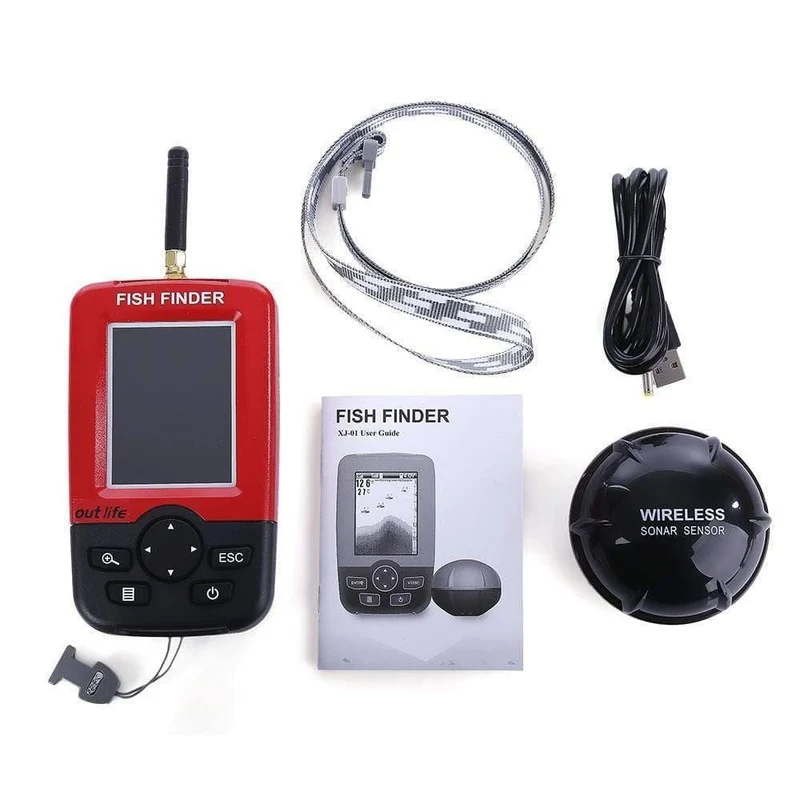 Tragbare Angeln Fisch Finder Sonar Echolot Alarm Transducer Fishfinder 100M Angeln Drahtlose Echo Mit Englisch Display