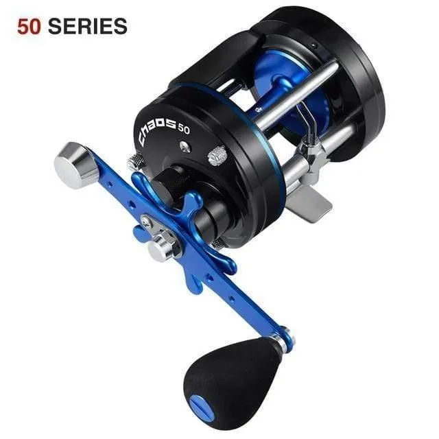 CHAOS Rechts Linkshänder Metall Angeln Köder casting Reel Super 5.3:1 Max drag 9.1 kg Angelrolle Schwarz Blau rad Trommel