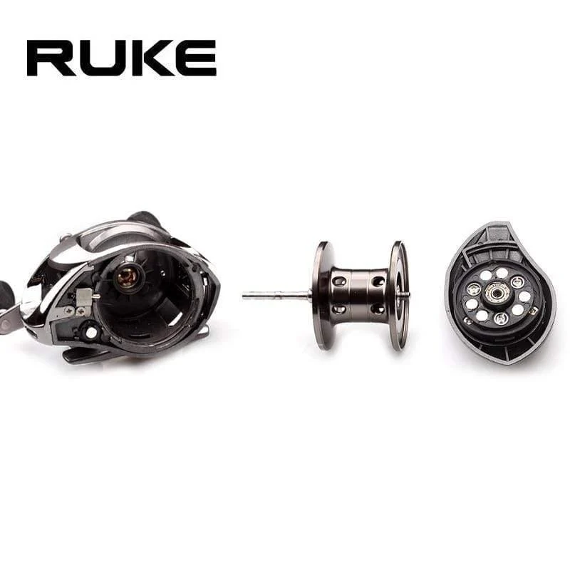 Angelrolle, Gussrolle, Übersetzungsverhältnis 5.1:1, Aluminiumspule, magnetisches Bremslager, 5+1 EVA-Knopf, 218 g, maximale Zugkraft 4.5 kg